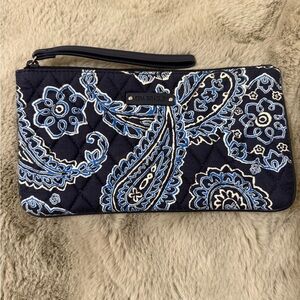 Vera Bradley Blue and Black Paisley Wristlet